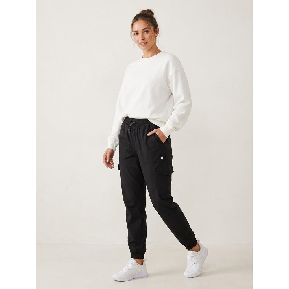 American Outdoorsman Women Black Cargo Jogger Pants Medium Hiking Elastic Waist